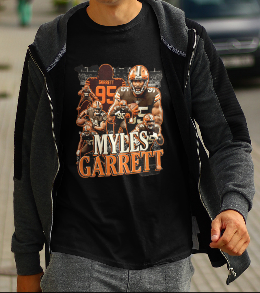 Cleveland Browns Myles Garrett 95 Action Poses Football Player T-Shirt