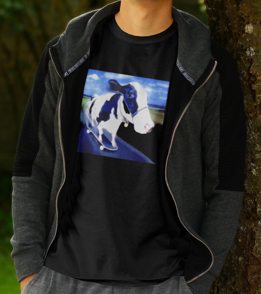 Cow Skateboarding Adventure On Open Road T-Shirt