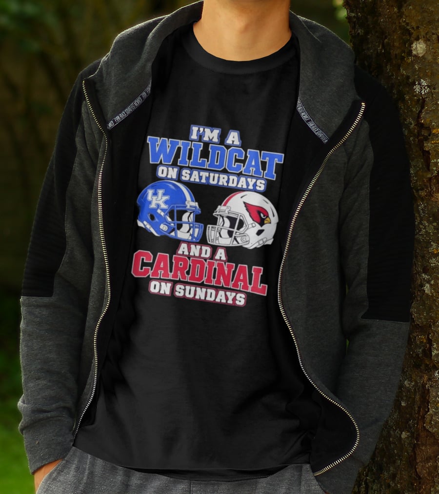 I'm A Wildcat On Saturdays And A Cardinal On Sundays UK And Arizona Football Helmets T-Shirt