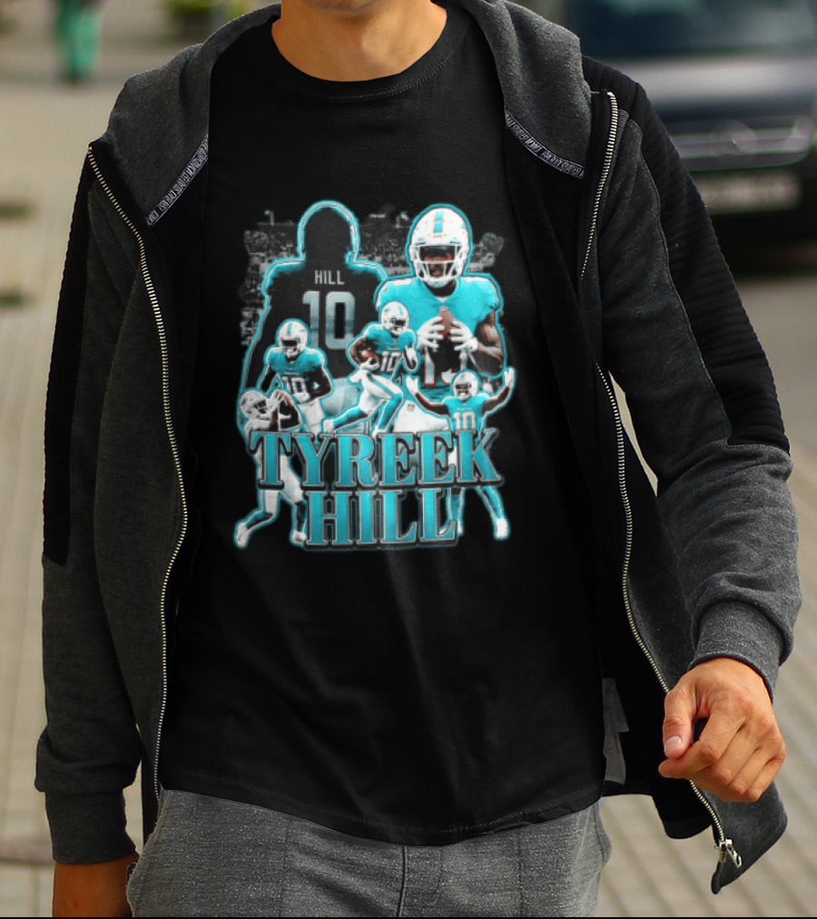 Tyreek Hill Miami Dolphins Football Player Multiple Action Poses T-Shirt