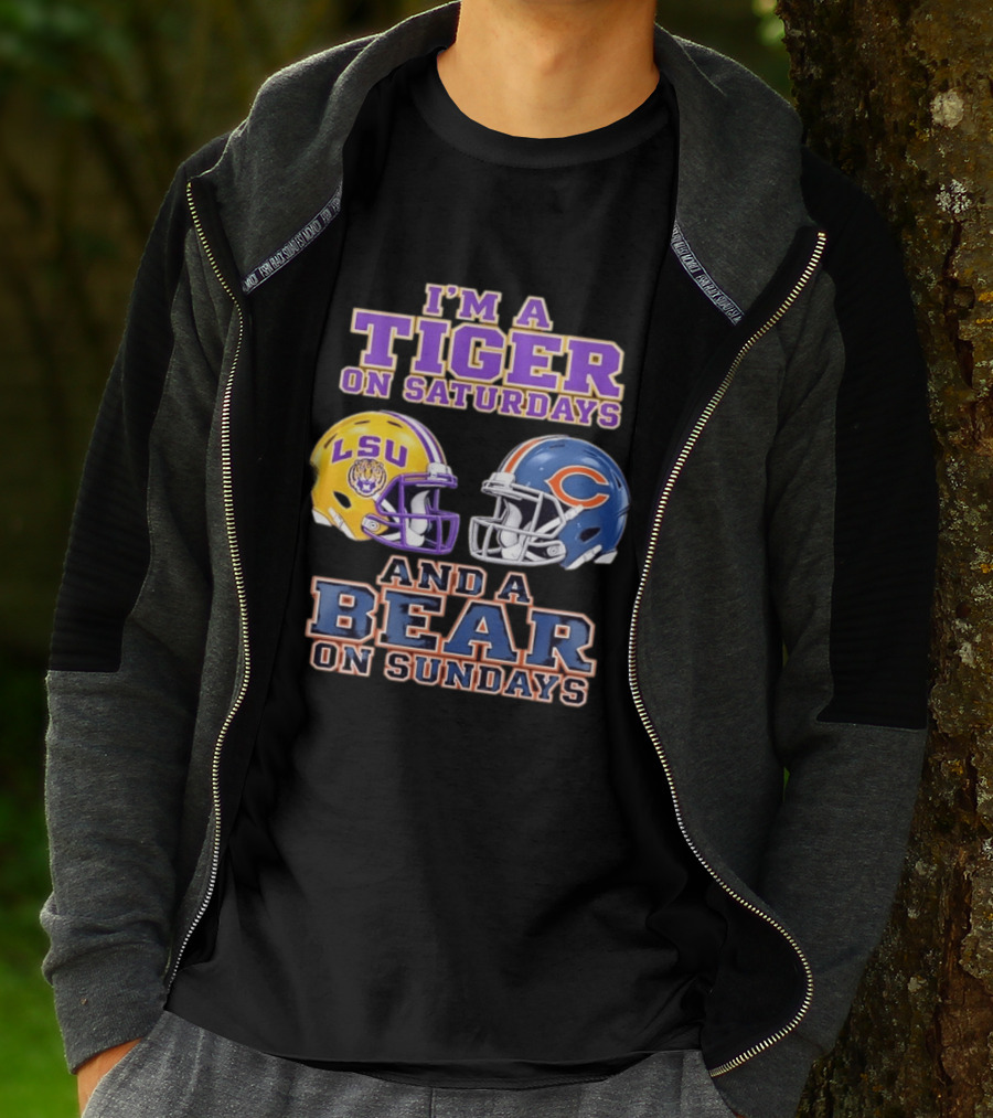 LSU Tigers Saturdays Chicago Bears Sundays Football Fan Gear T-Shirt