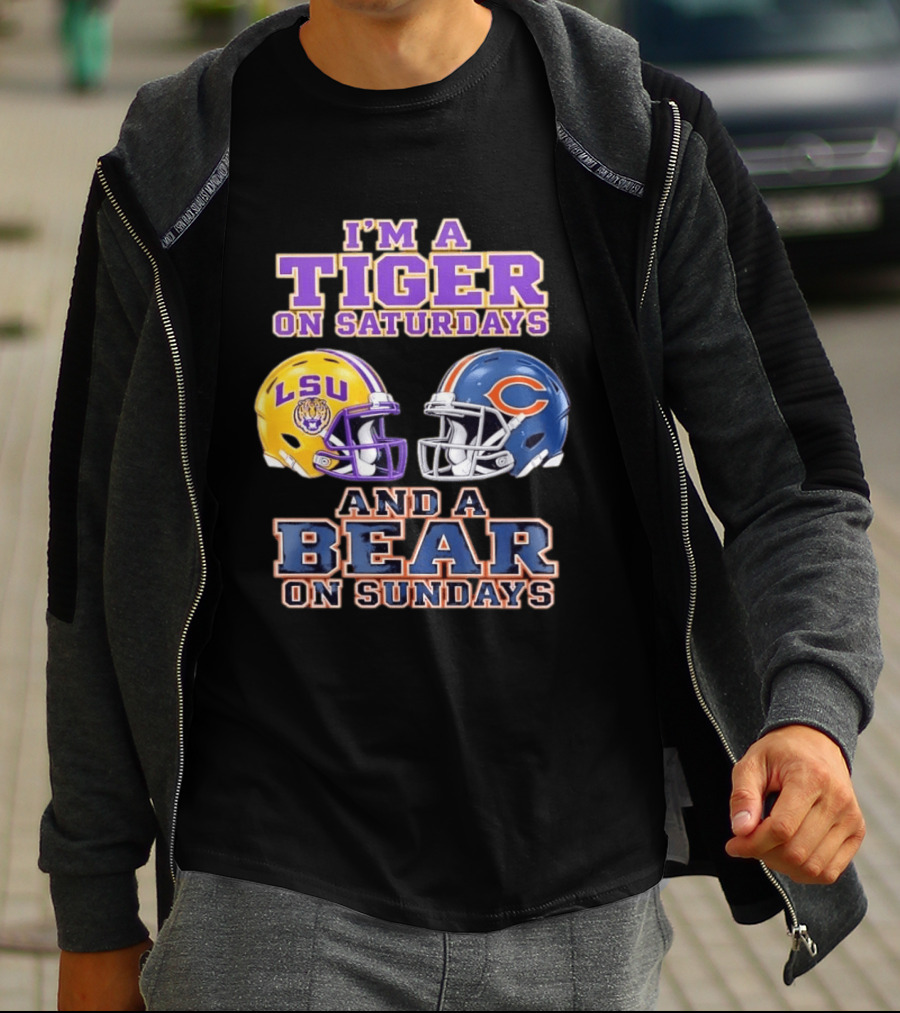 LSU Tigers Saturdays Chicago Bears Sundays Football Fan Gear T-Shirt