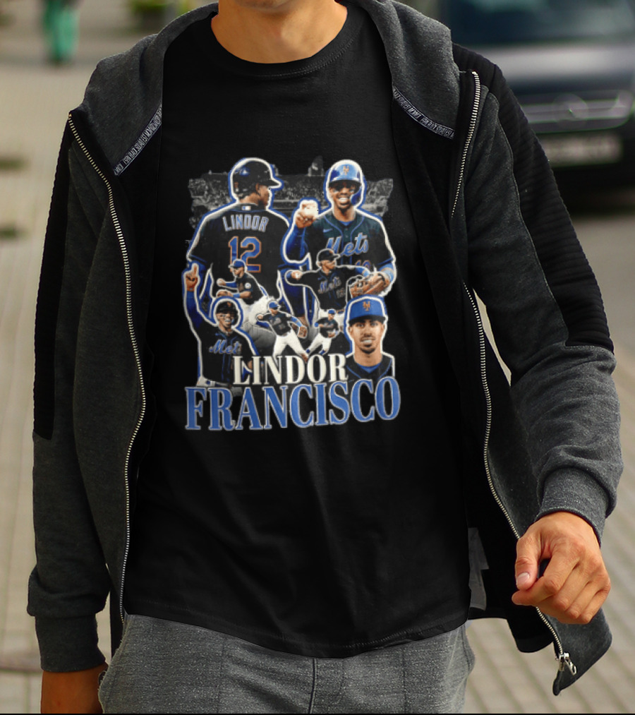New York Mets Francisco Lindor Baseball Collage Multiple Poses T-Shirt
