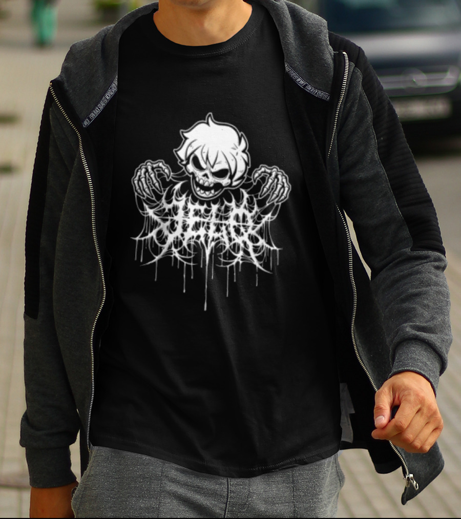 J3lqin Metal Dripping Skull Grunge Horror T-Shirt