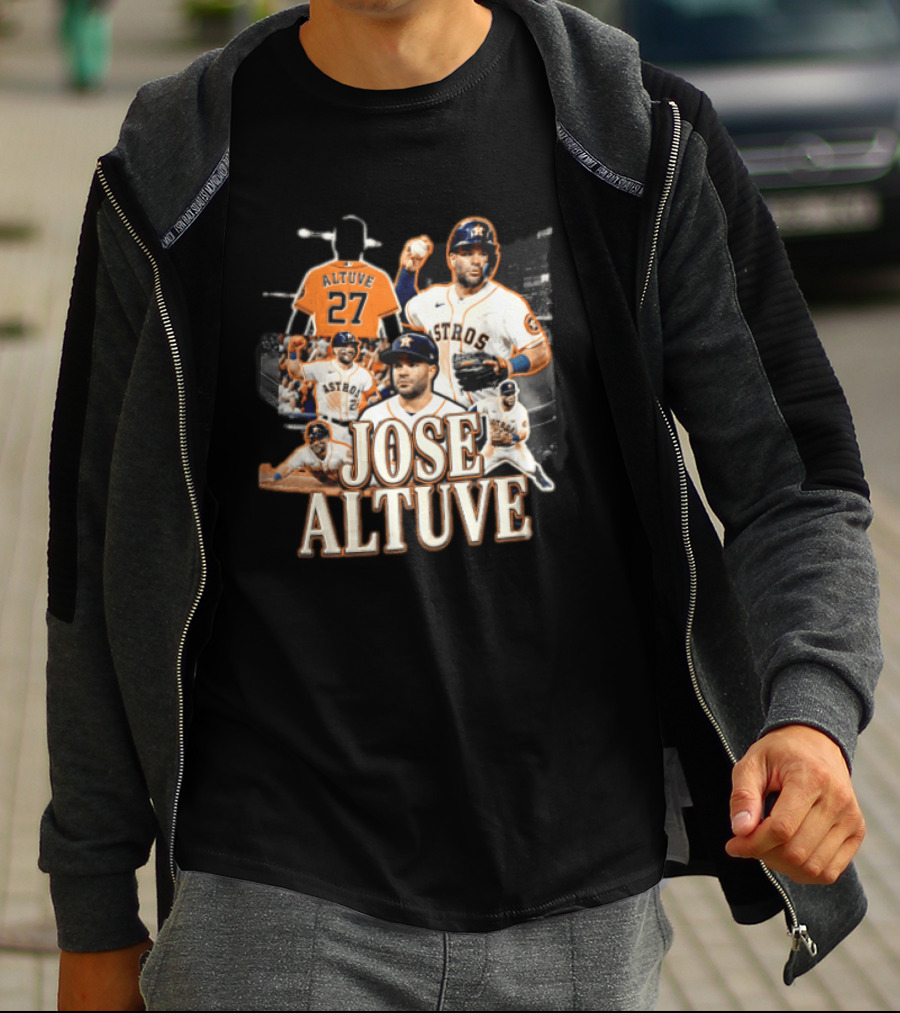 Houston Astros Jose Altuve 27 Collage Baseball Player T-Shirt