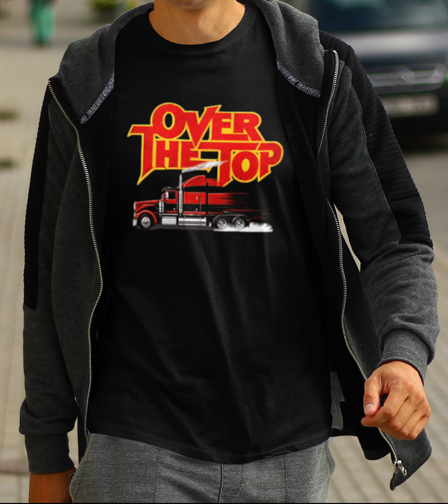 Over The Top Red Black Semi Truck Speeding T-Shirt