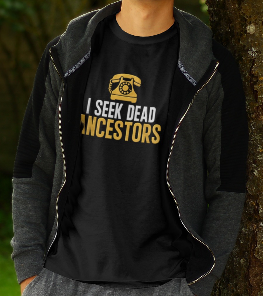 I Seek Dead Ancestors Yellow Rotary Telephone T-Shirt