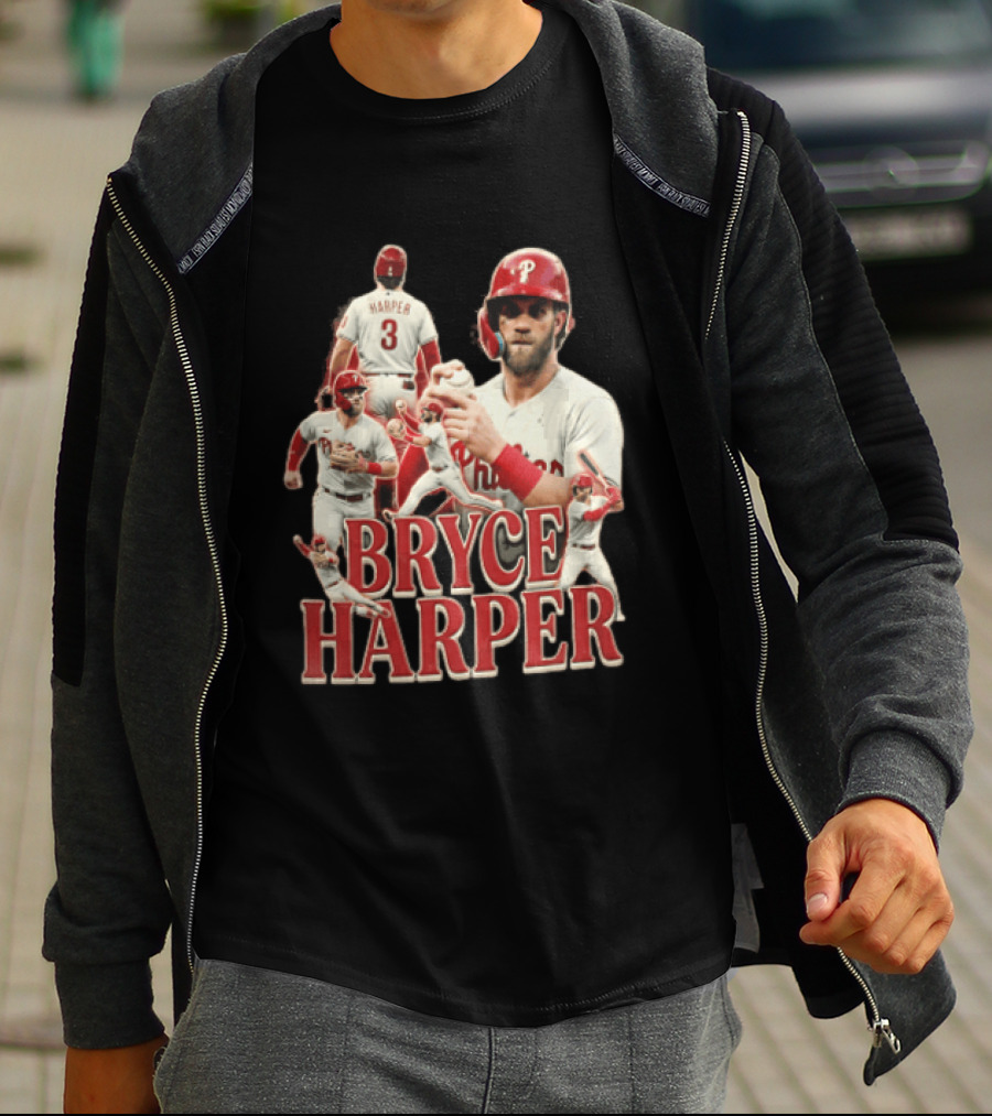 Philadelphia Phillies Bryce Harper Baseball Poses Vintage Look T-Shirt
