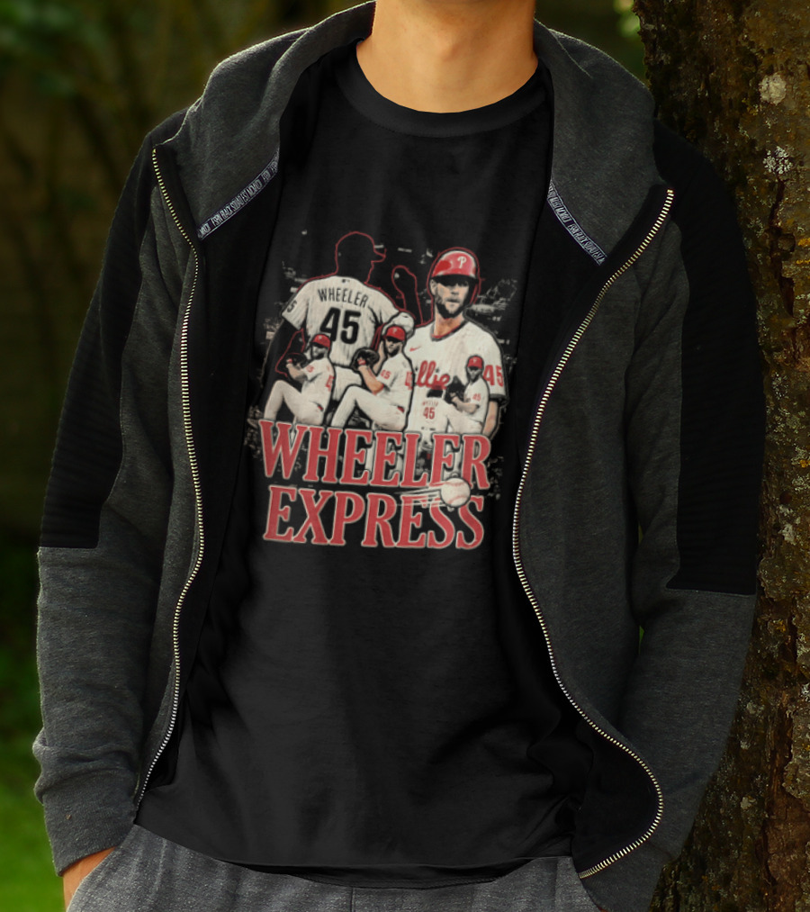 Philadelphia Phillies Wheeler Express 45 Pitching Baseball Collage T-Shirt