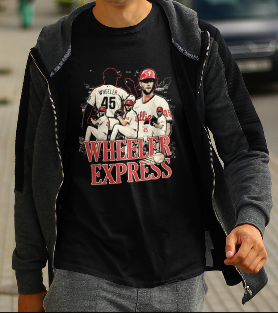 Philadelphia Phillies Wheeler Express 45 Pitching Baseball Collage T-Shirt