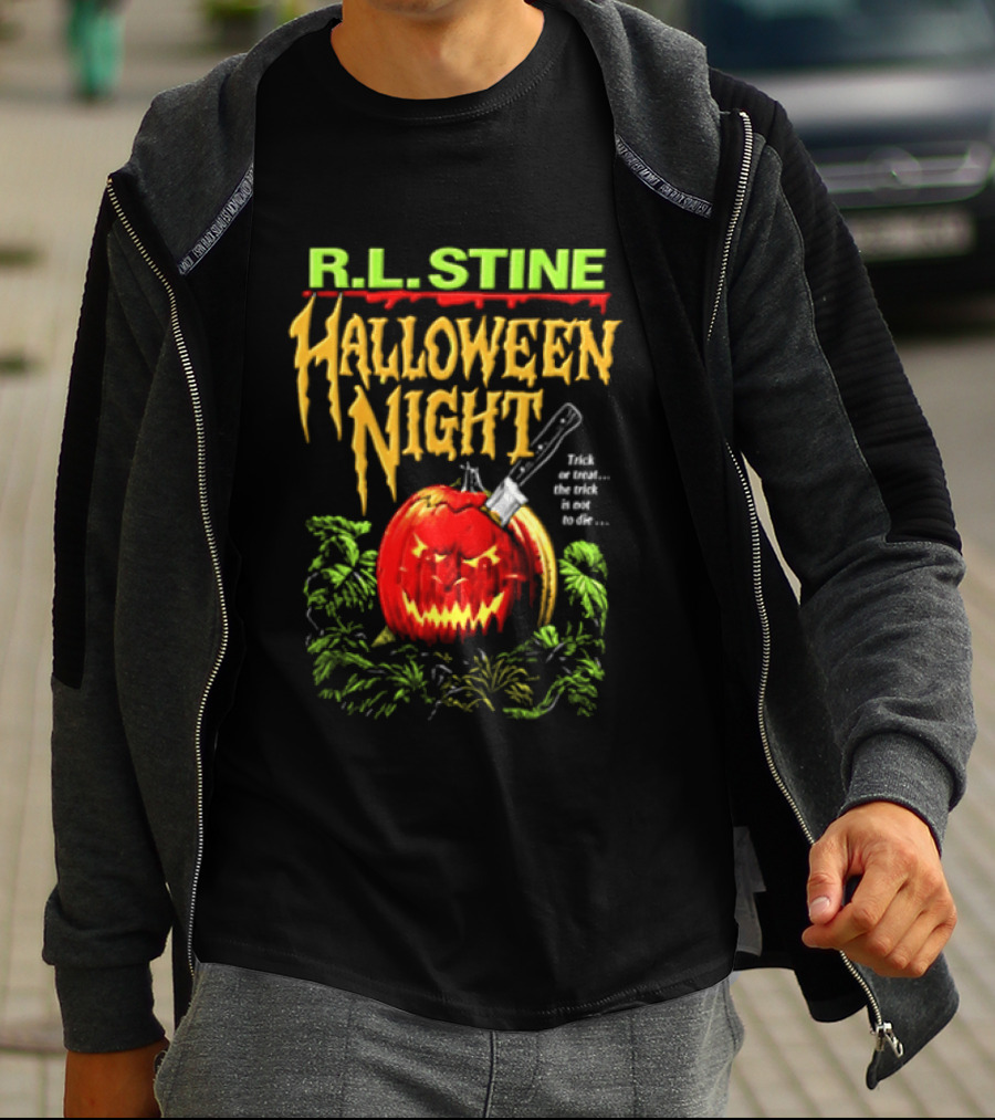 R L Stine Halloween Night Pumpkin Knife Trick Or Treat T-Shirt