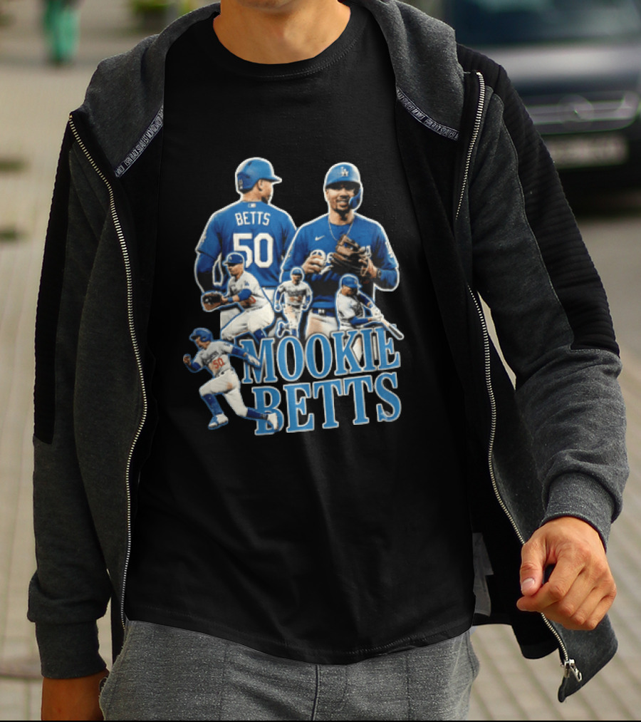 Los Angeles Dodgers Mookie Betts Baseball Player Number 50 Fielding Batting Running T-Shirt