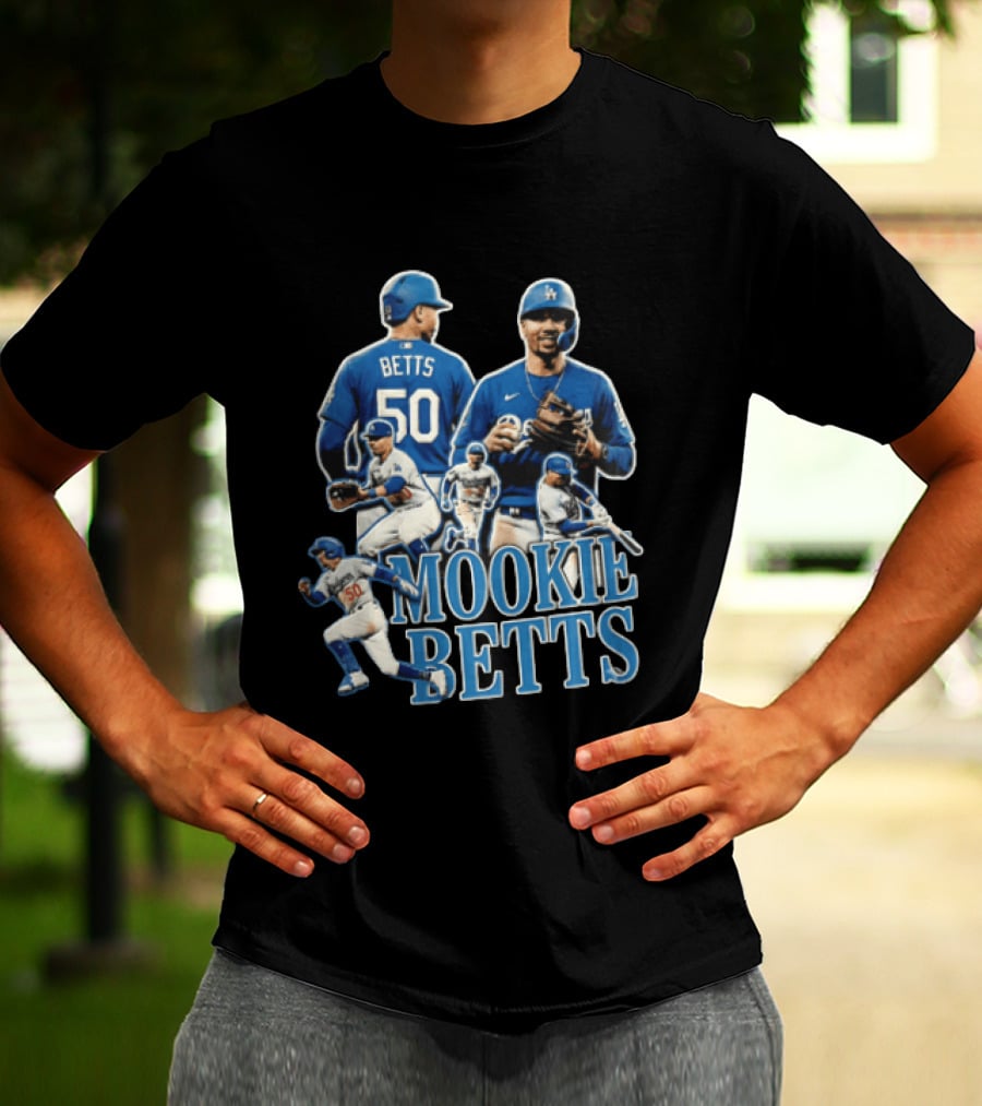 Los Angeles Dodgers Mookie Betts Baseball Player Number 50 Fielding Batting Running T-Shirt