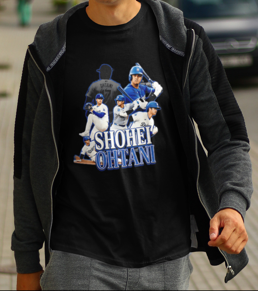 Los Angeles Dodgers Shohei Ohtani Baseball Player Collage T-Shirt