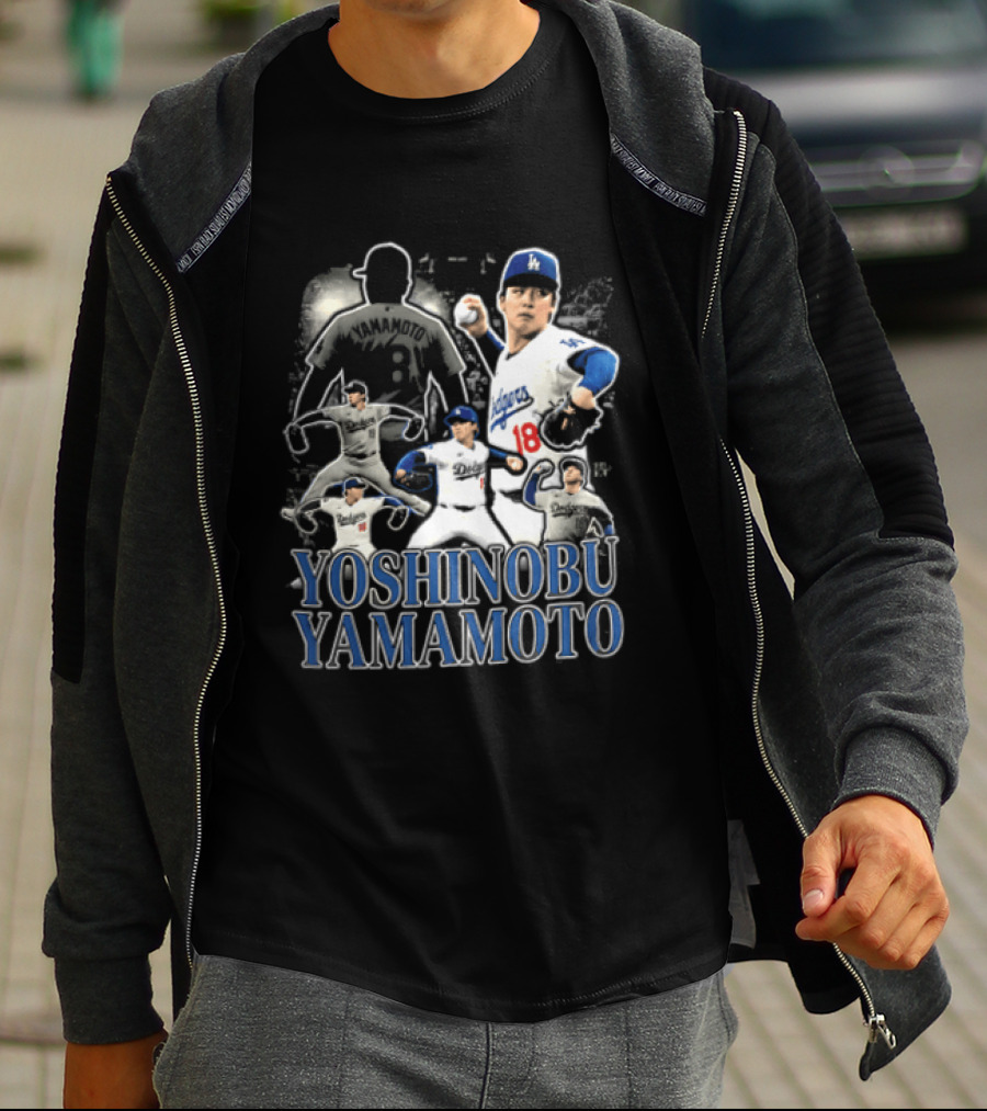 Yoshinobu Yamamoto Los Angeles Dodgers Pitcher Action Poses T-Shirt