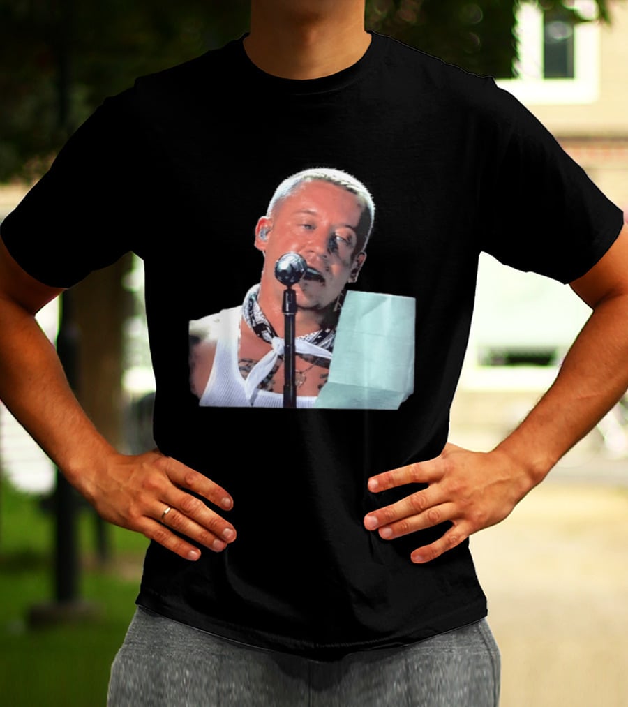 Macklemore White Bandana Performance Look Rapper T-Shirt