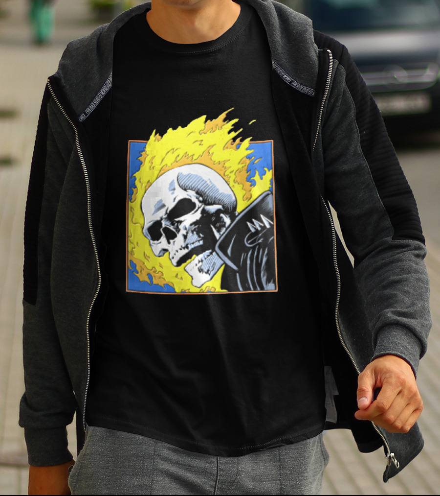 Marvel Ghost Rider Flaming Skull 1976 Comic Cover T-Shirt