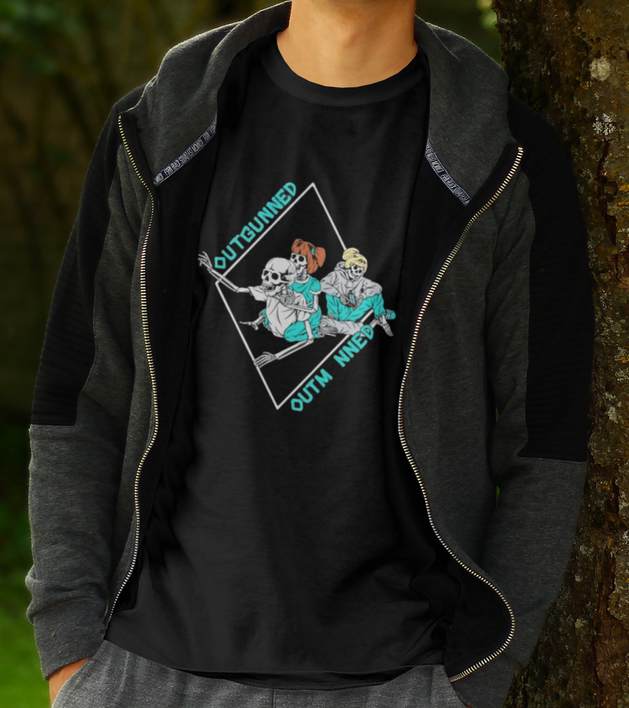 Outgunned Outmanned Skeleton Trio Casual T-Shirt