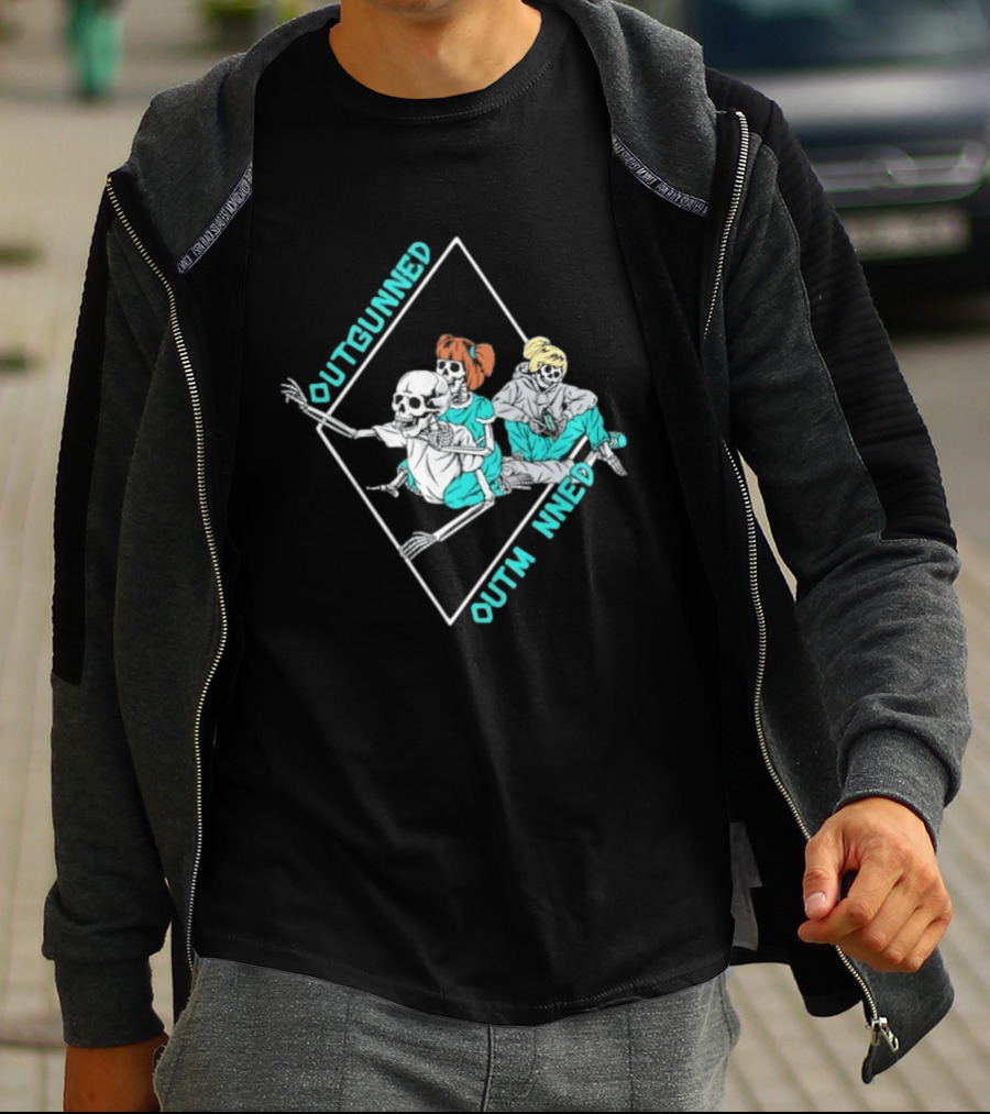 Outgunned Outmanned Skeleton Trio Casual T-Shirt