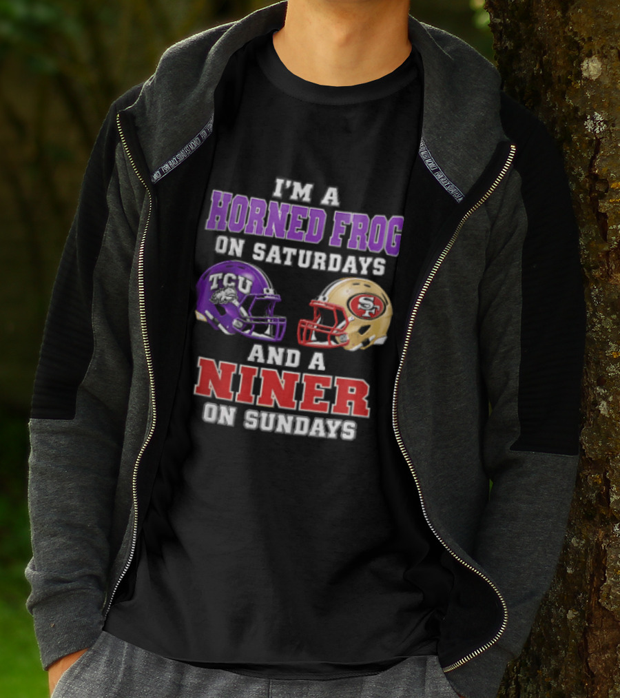 Horned Frog On Saturdays Niner On Sundays TCU Vs 49ers Helmets T-Shirt