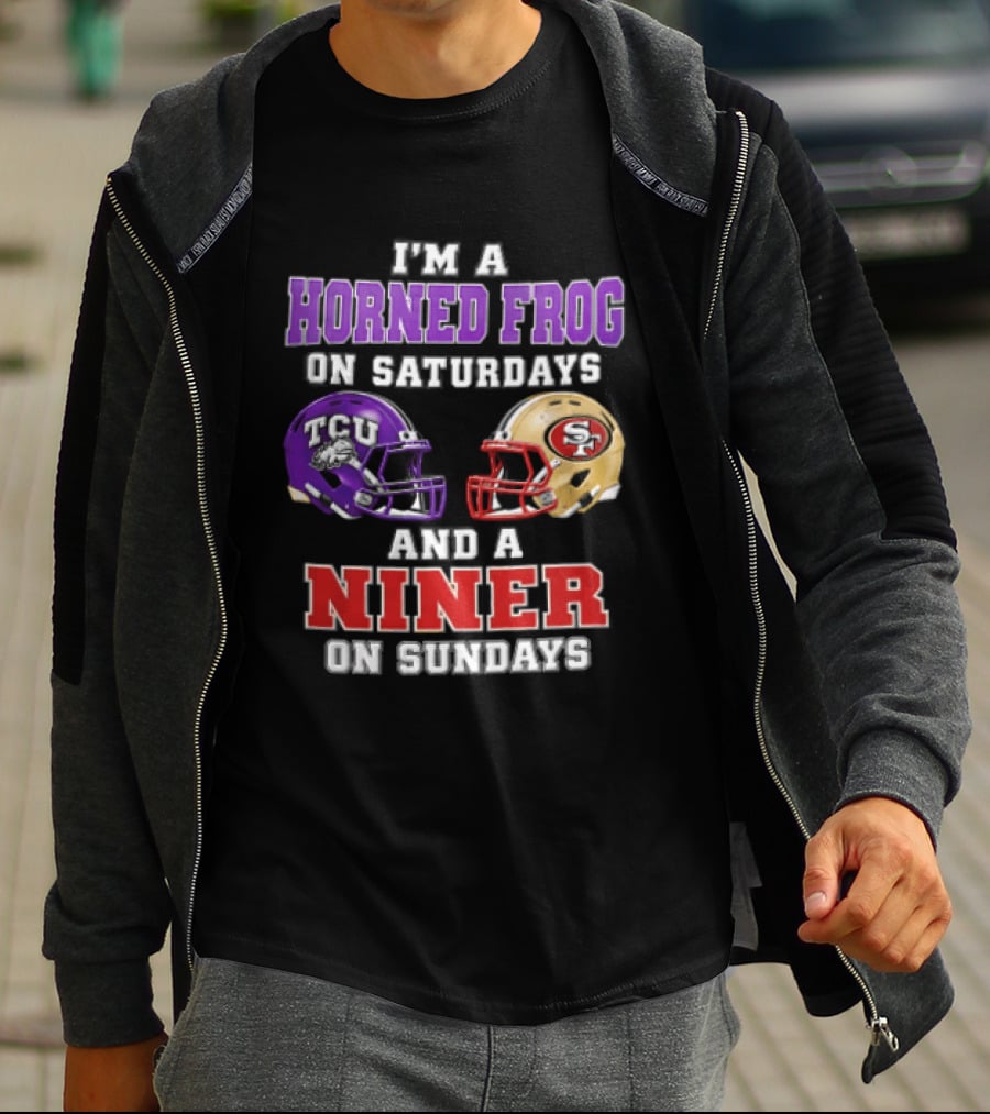 Horned Frog On Saturdays Niner On Sundays TCU Vs 49ers Helmets T-Shirt