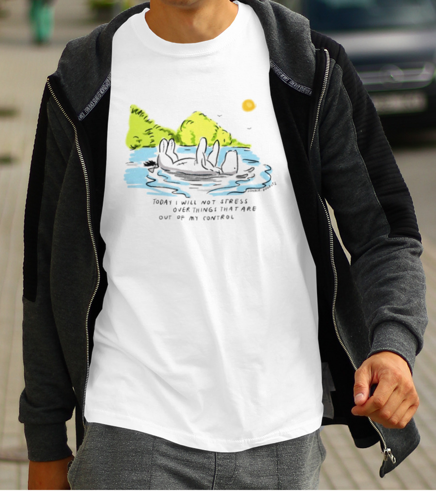 Eeyore Floating Relaxed With Sun Today I Will Not Stress Over Things That Are Out Of My Control T-Shirt