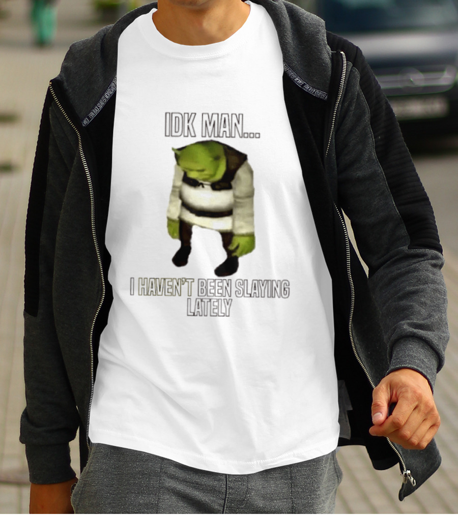 IDK Man Shrek I Haven't Been Slaying Lately Meme Text Image Iconic Movie T-Shirt