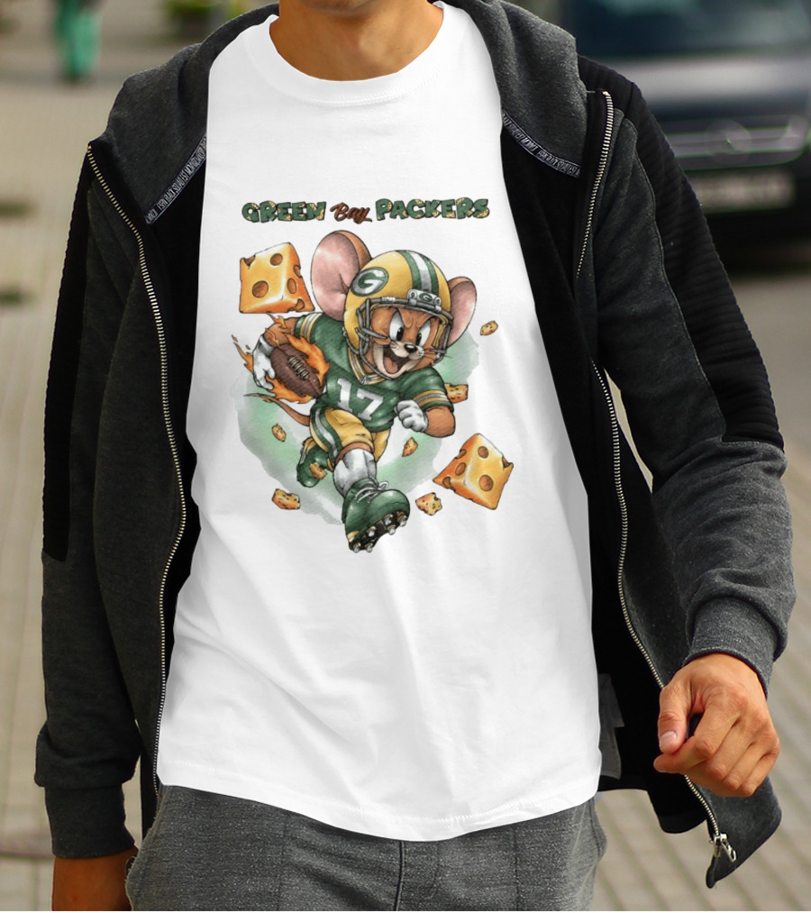 Green Bay Packers 17 Jerry Mouse Football Cheese T-Shirt
