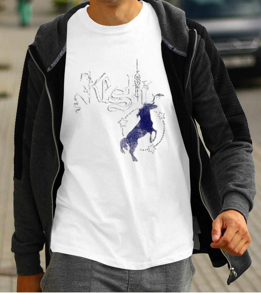 Keshi Stallion Star Circle Horse Blue T-Shirt