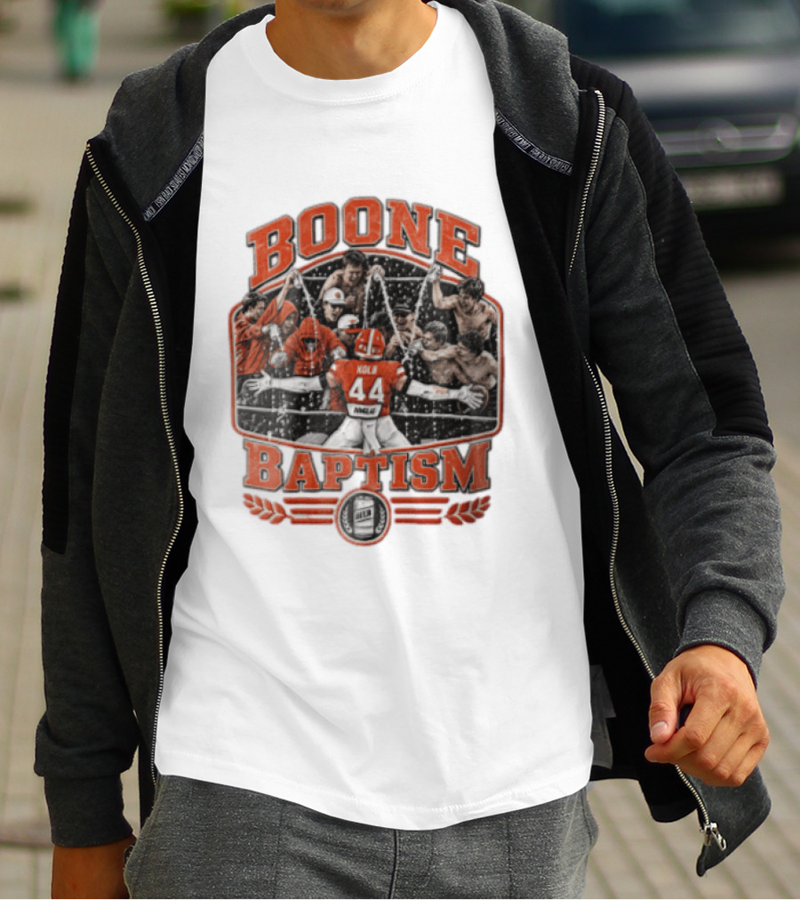 Boone Baptism Kolb Douglas Football Players Spraying Beer Celebration T-Shirt