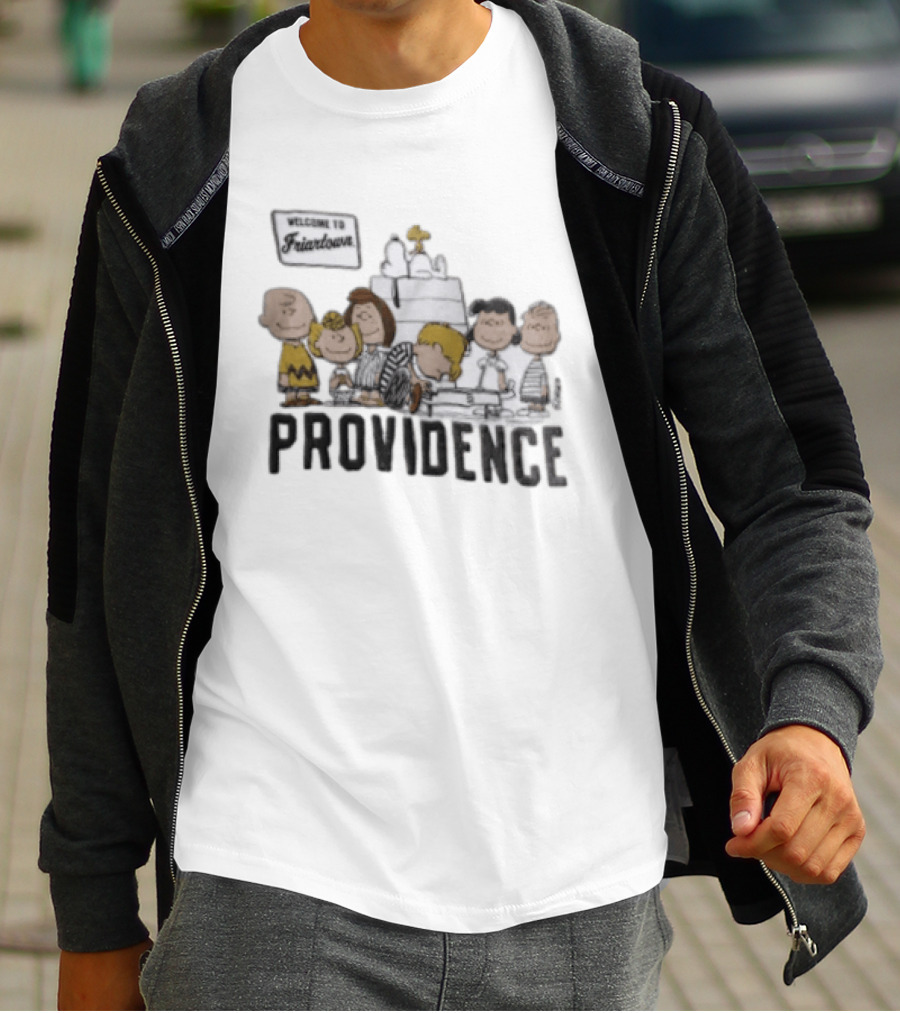 Peanuts X Providence Welcome To Friartown Charlie Brown Snoopy Woodstock Lucy Linus T-Shirt