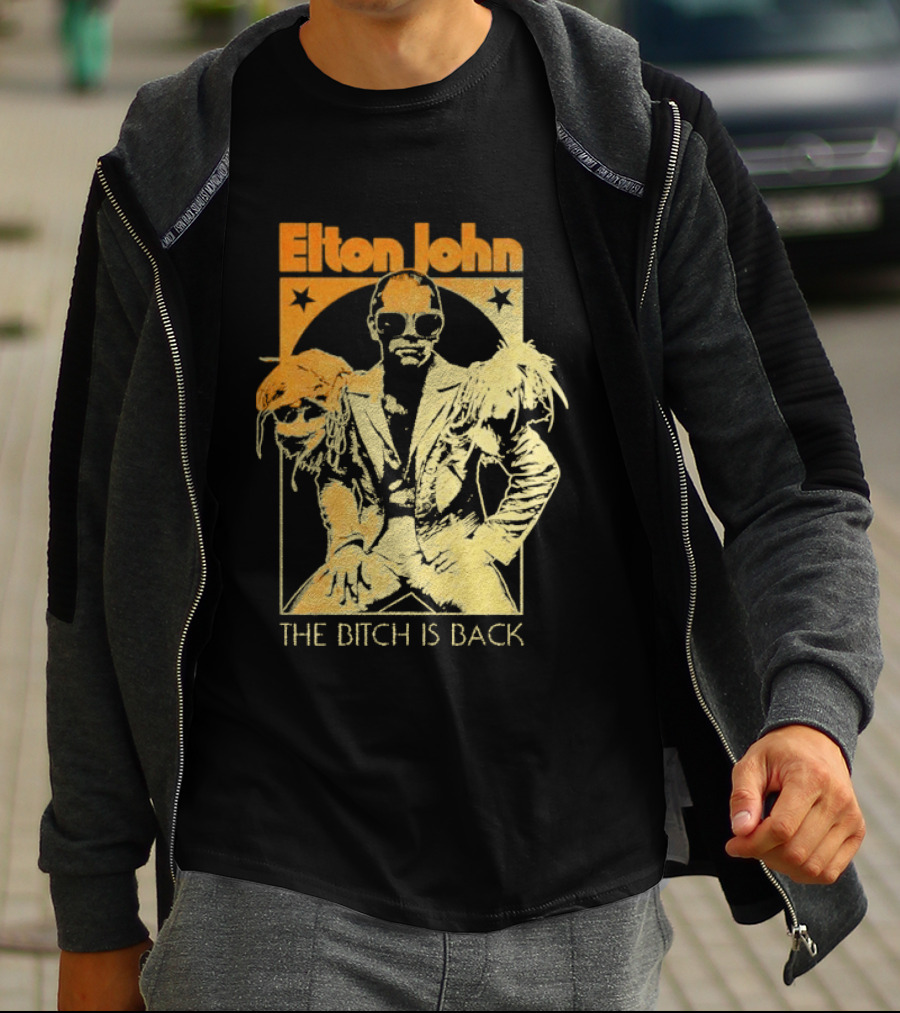 Elton John The Bitch Is Back Retro Style Gold T-Shirt