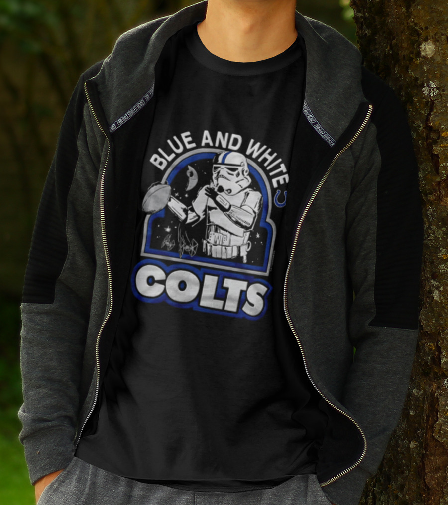 Blue And White Colts Stormtrooper Throwing Football Space T-Shirt