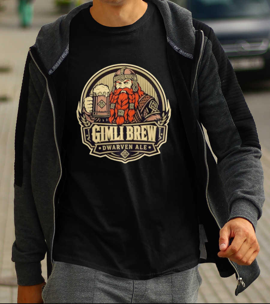 Gimli Brew Dwarven Ale Beer Mythical Fantasy Adventure T-Shirt