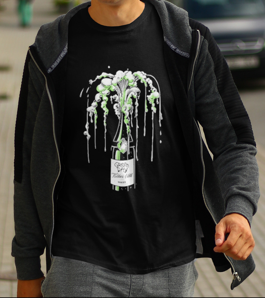 Green Day Father Of All Champagne Unicorn Bottle Burst T-Shirt