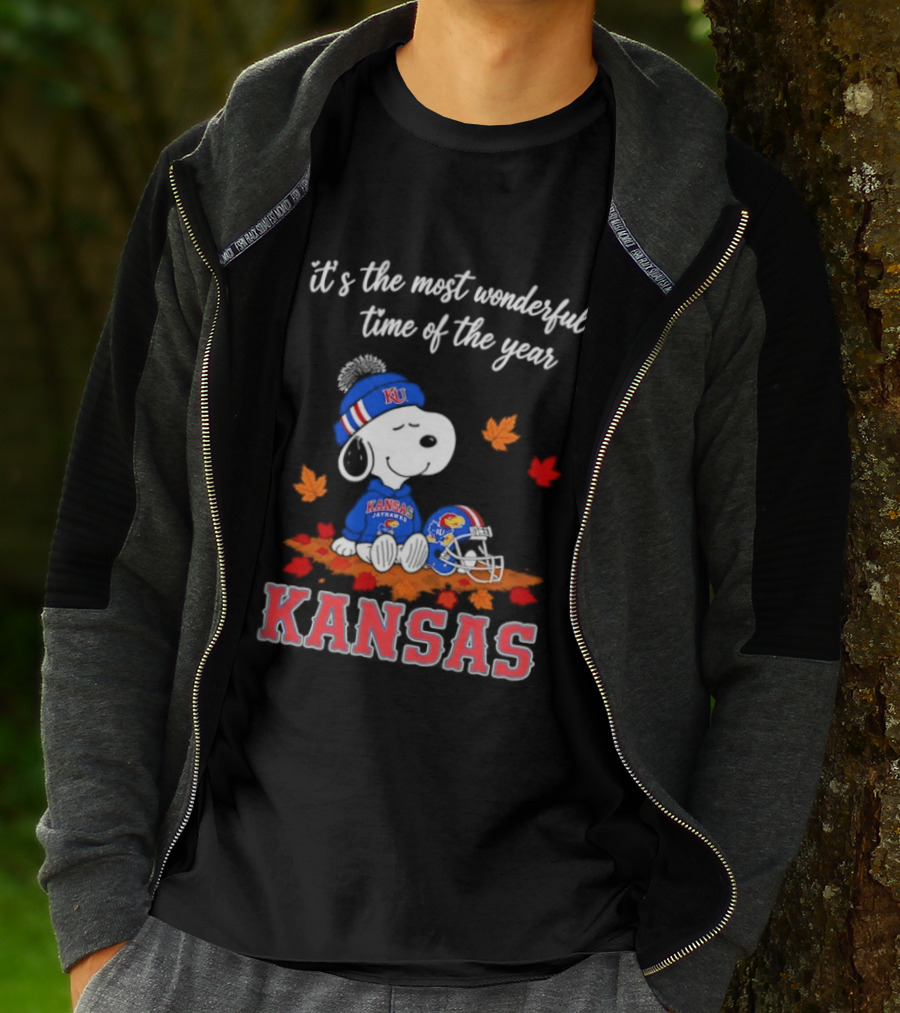 Kansas Jayhawks Snoopy It's The Most Wonderful Time Of The Year T-Shirt