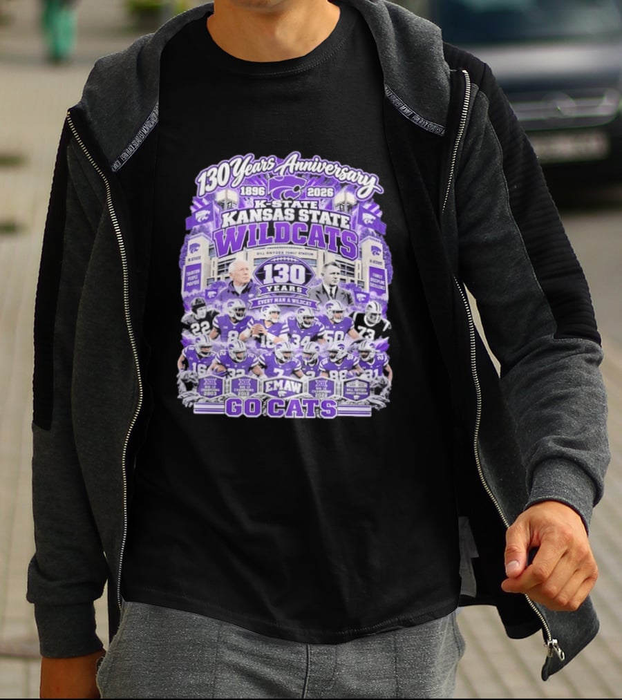 Kansas State Wildcats 130 Years Anniversary Every Man A Wildcat Bill Snyder Family Stadium Go Cats T-Shirt