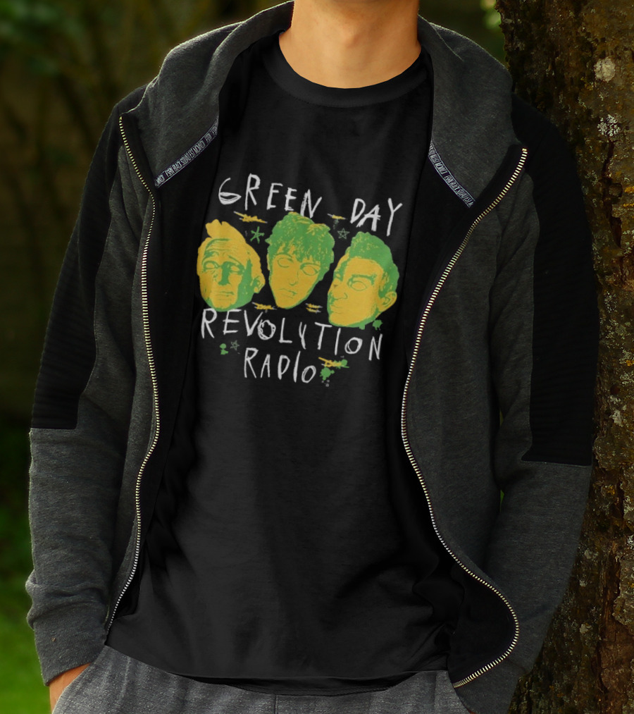 Green Day Revolution Radio Scribble Mask Faces T-Shirt