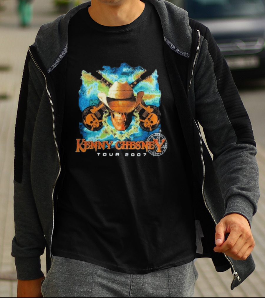 Kenny Chesney Tour 2007 Skull Cowboy Hat Guitar T-Shirt