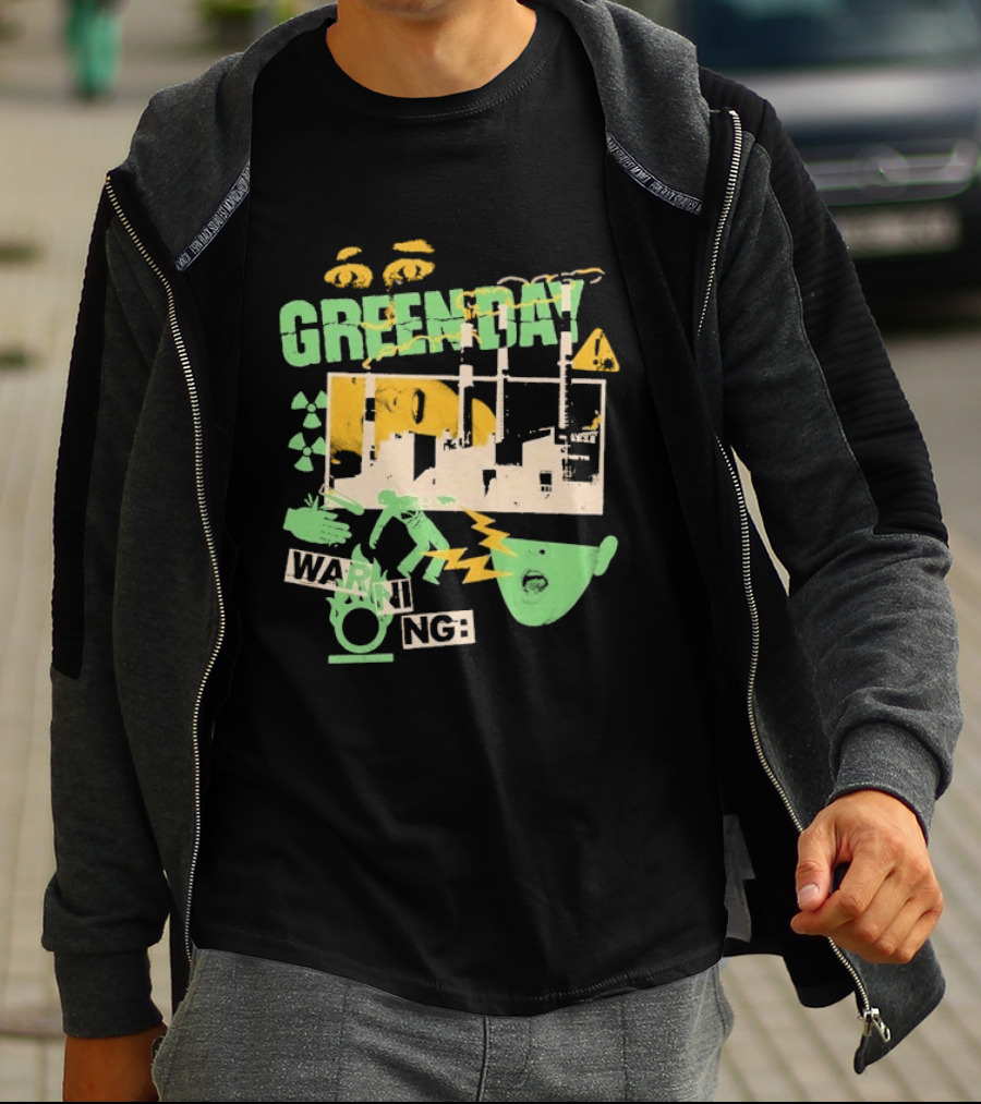 Green Day Warning Power Plant Radiation Hazard T-Shirt