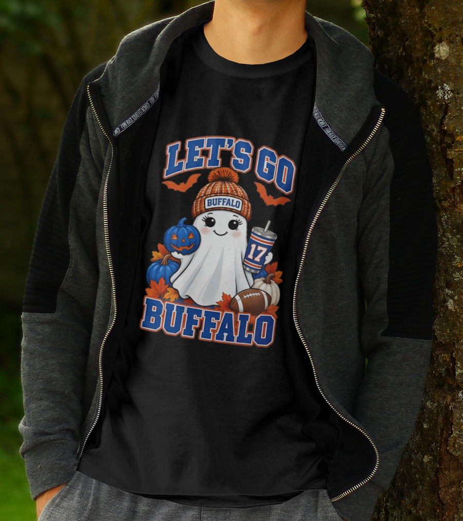 Let's Go Buffalo Halloween Ghost Football Festive Pumpkins 2026 T-Shirt