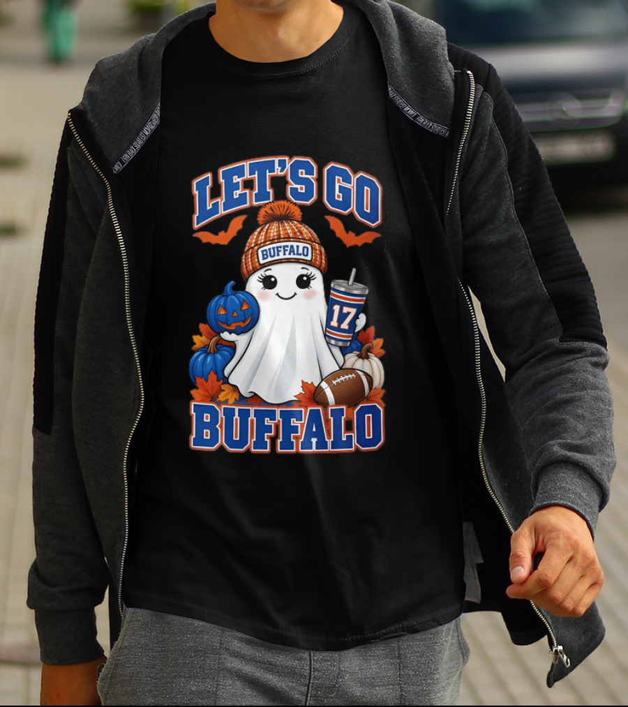 Let's Go Buffalo Halloween Ghost Football Festive Pumpkins 2026 T-Shirt