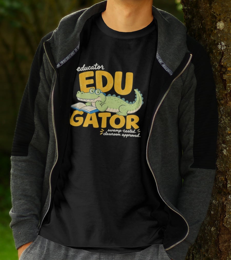 Educator Edugator Swamp Tested Classroom Approved Book Reading Alligator T-Shirt