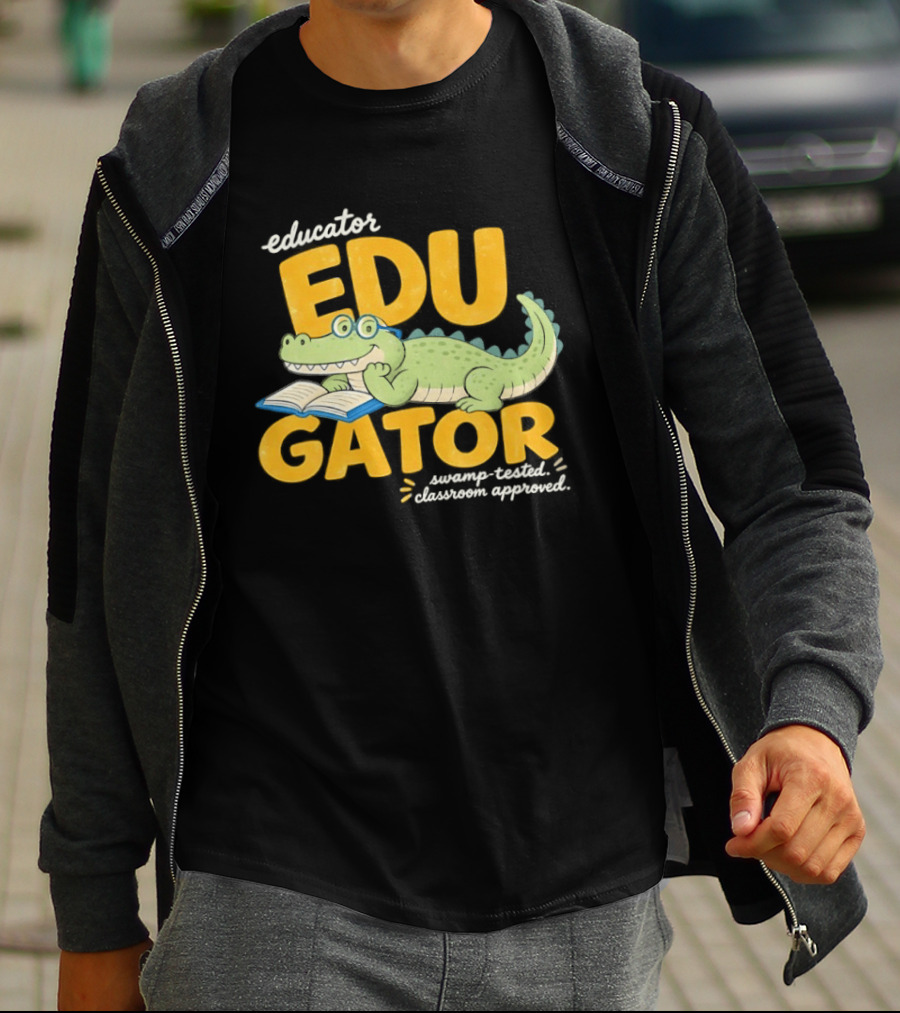 Educator Edugator Swamp Tested Classroom Approved Book Reading Alligator T-Shirt