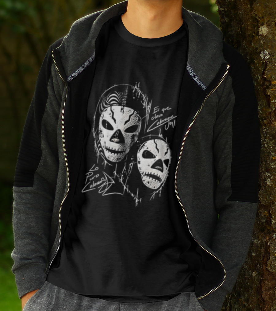 El Que Clava Calavera Mi Lo Puro Calavera Lucha Libre Skull Masks T-Shirt