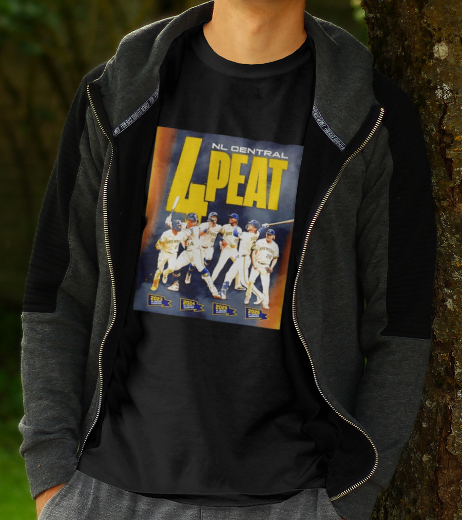 Milwaukee Brewers 4 Peat NL Central Champs 2023 2026 Players Edition T-Shirt