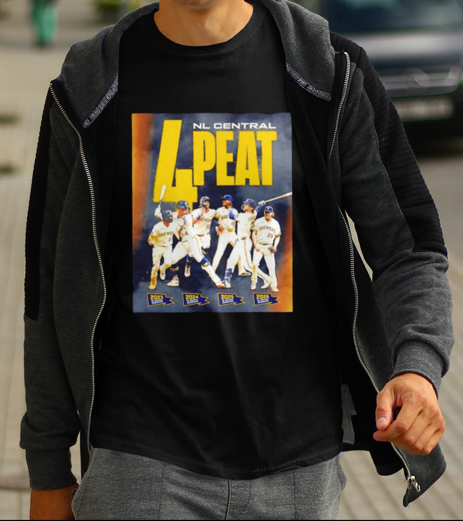 Milwaukee Brewers 4 Peat NL Central Champs 2023 2026 Players Edition T-Shirt