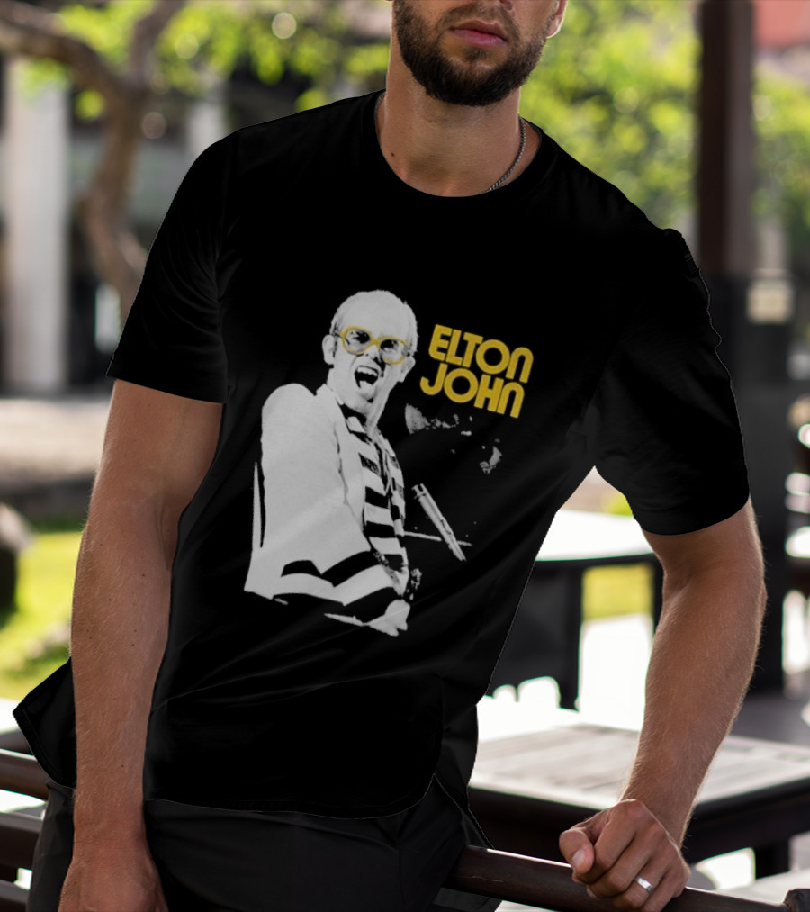 Elton John Classic Concert Series Iconic Glasses And Microphone T-Shirt