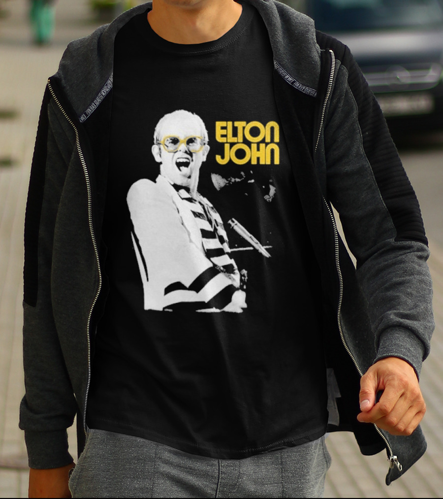 Elton John Classic Concert Series Iconic Glasses And Microphone T-Shirt