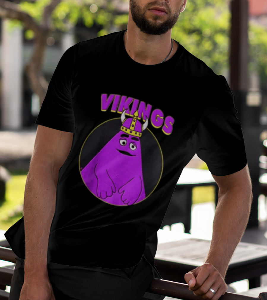 Vikings Purple Character With Horned Helmet T-Shirt